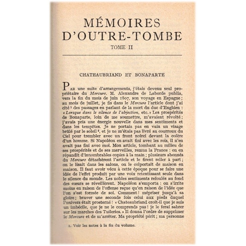 Mémoires d Outre Tombe T2 Chateaubriand 1955 Napoléon Monarchie de